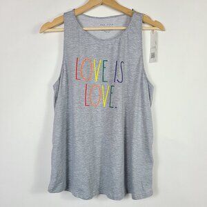 Rae Dunn Gray "Love is Love" Rainbow Tank Top - LGBTQ+ Pride NWT